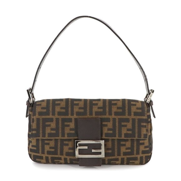 FENDI Zucca Mamma Baguette Shoulder Bag Canvas Leather Brown 90275981 - Picture 1 of 11